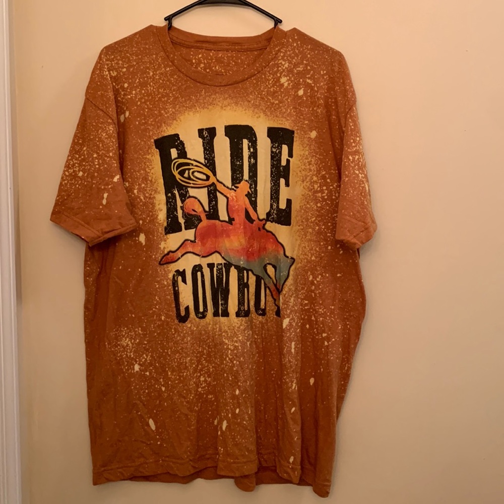 Burnt orange bleached western style shirt